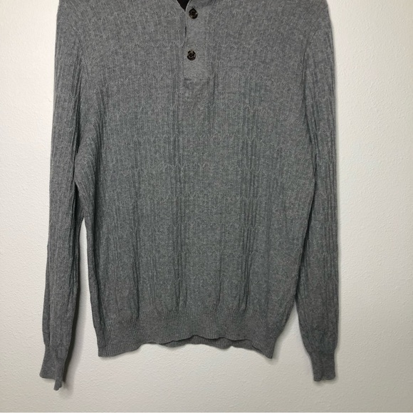 Tasso Elba Supima Cotton Cable Knit Henley Quarter Zip Pullover Sweater L - Picture 4 of 8